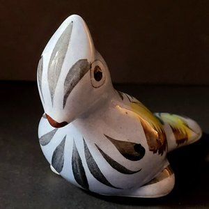 Vintage Tonala Ceramic Bird - Made in Mexico Blue Floral